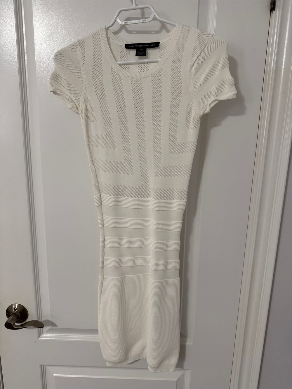 French connection White Knit Short-Sleeve Bodycon Dress